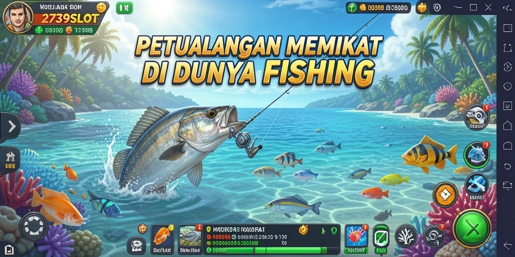 Tampilan gameplay <strong>2739SLOT</strong> saat memancing dengan ikan yang beragam.