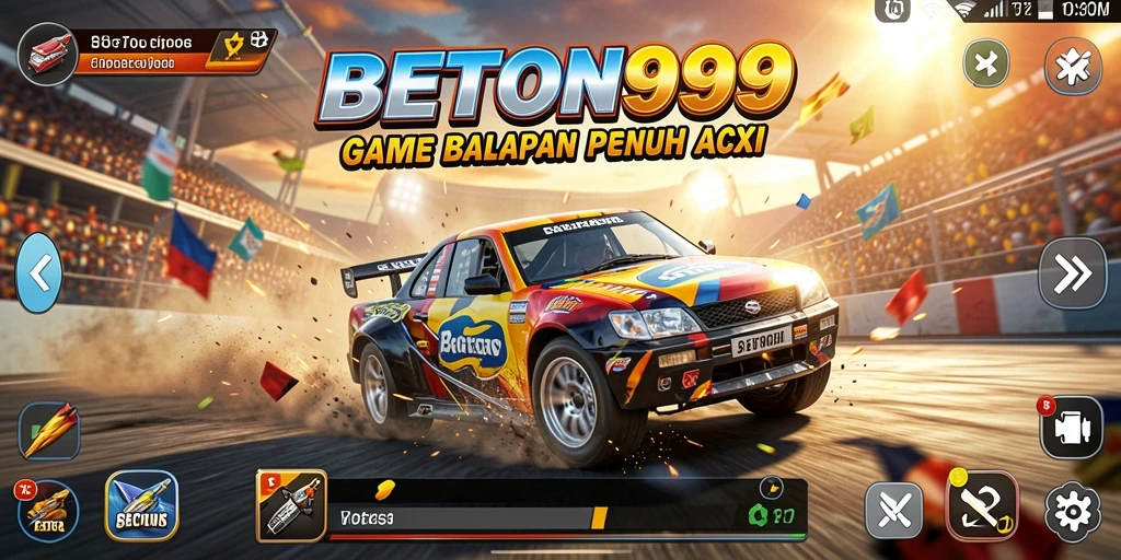 Gameplay balapan seru dengan mobil cepat di BETON999.