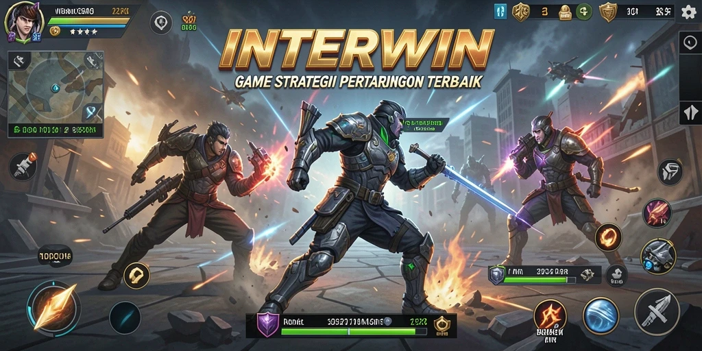 Screenshot utama INTERWIN menampilkan aksi pertempuran yang mendebarkan.