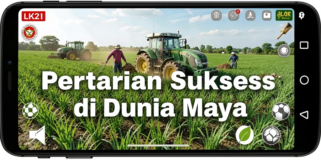 Tangkapan layar gameplay yang menunjukkan ladang hijau dan tanaman yang subur.