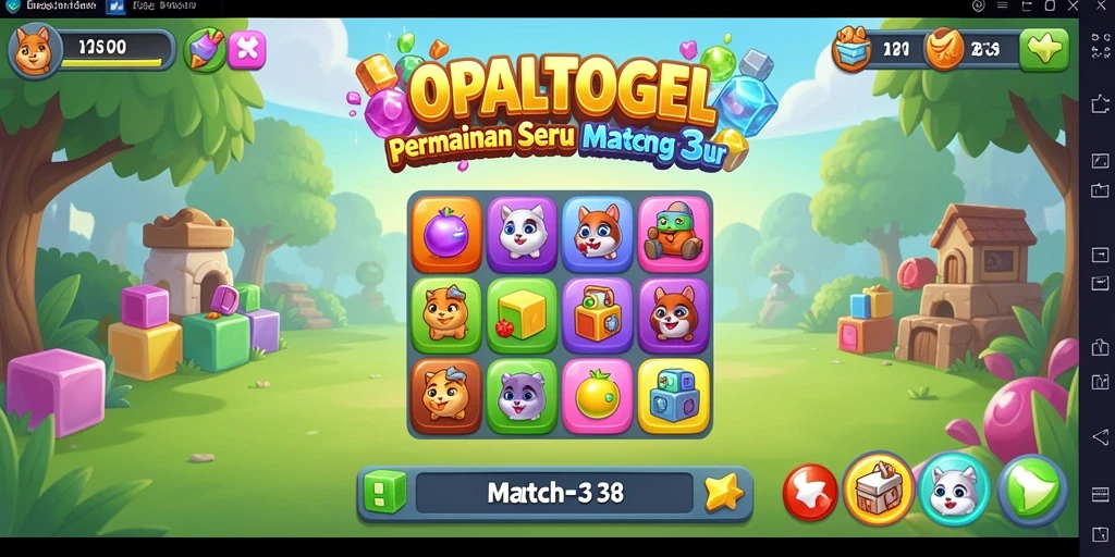 Gameplay seru OPALTOGEL dengan tantangan Match-3.
