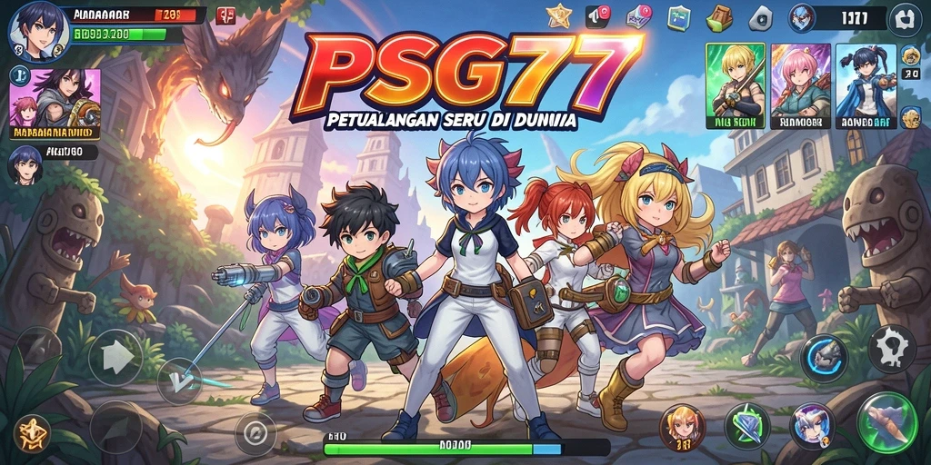 Tampilan gameplay seru PSG77 dengan karakter Anime yang menarik.