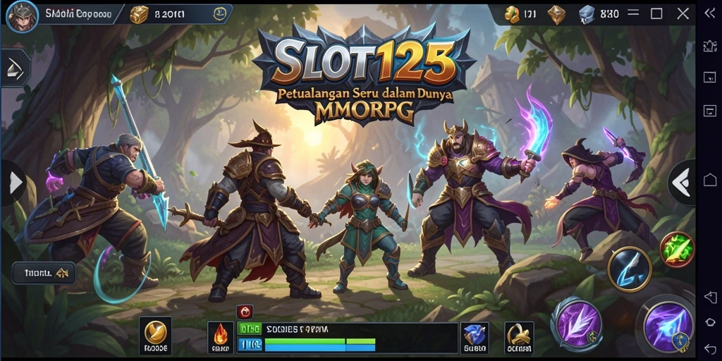 Screenshot gameplay SLOT123 menampilkan pertarungan seru antara karakter dan monster.