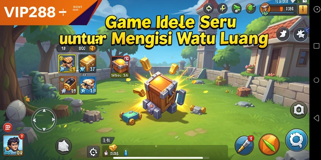 Screenshot gameplay VIP288 menampilkan karakter yang sedang berkembang dalam mode Idle.