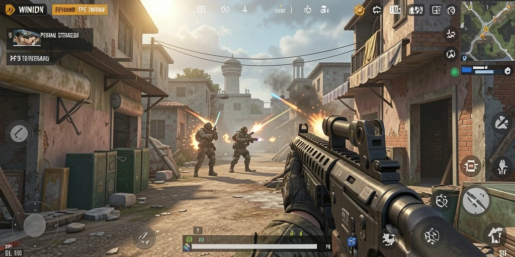 Tampilan gameplay mendebarkan dari WINIDN, penuh aksi FPS.